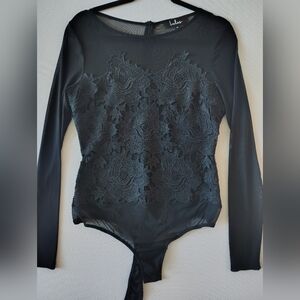 Lulu's Elegant Black Lace Bodysuit